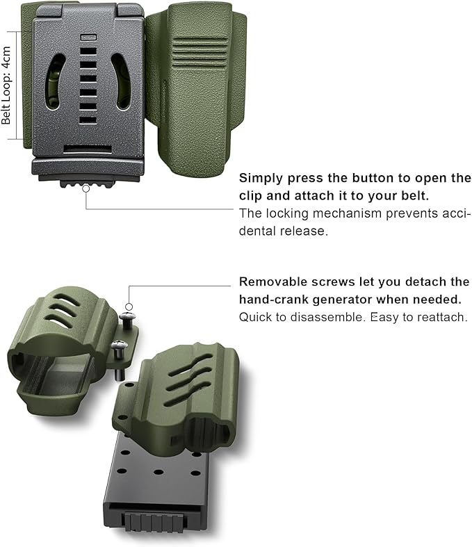 VIPERADE VAK6 Survival Multitool with Folding Knife, LED Flashlight, Pulse Ignition and Hand Crank Generator, Camping Multitool Knife Rechargeable Flashlight with Belt Sheath (Green)