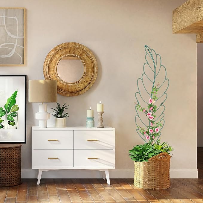 3 Pack Metal Garden Trellis for Climbing Plants,Green Metal Garden Trellis for Vines Plant Rose Vegetable Support,Large Decorative Outdoor Trellis