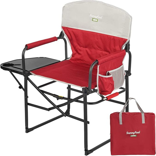 SUNNYFEEL Oversized Camping Directors Chair 2 Pack, Portable Folding Lawn Chairs for Adults Heavy Duty with Side Table,Pocket for Beach, Fishing,Picnic,Concert Outdoor, Foldable Camp Chairs