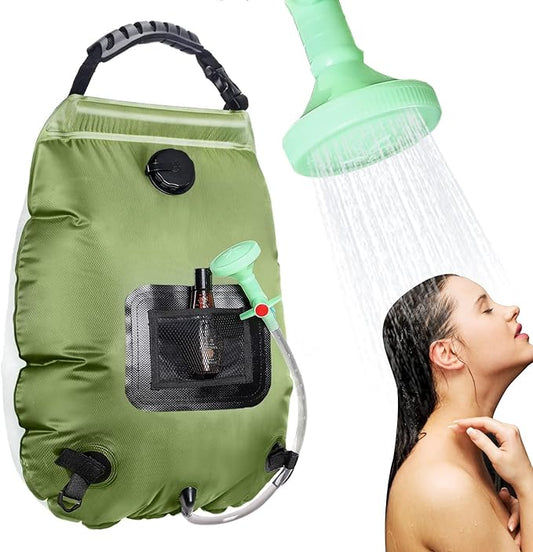 Unniweei Solar Portable Shower Bag, 5 Gal/20L Solar Heating Camping Shower Bag with Removable Hose&On-Off Switchable Shower Head, Compact Camping Shower for Camping, Hiking, Traveling, Beach Swimming