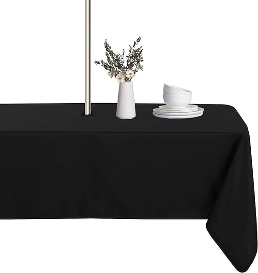 LUSHVIDA Rectangle Outdoor Tablecloth with Umbrella Hole and Zipper, 60x84 Inch Black, Washable Waterproof Table Cloth Spill Proof Wrinkle Free Table Cover for Patio Spring Summer Picnic BBQS