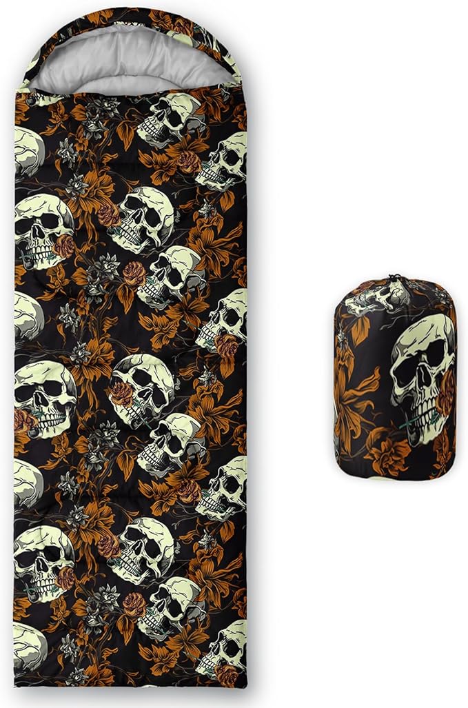 Sleeping Bags for Adults and Kids，3D Printing Camping Sleeping Bag for Girls Boys Lightweight Waterproof Cold/Warm 3-Season，Outdoor Travel with Compression Bags