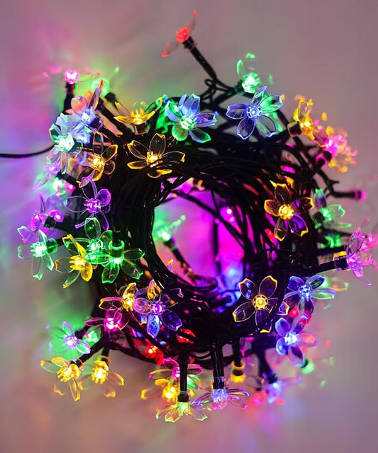 Pastel Flower String Lights Indoor Decorations, 33ft 100 LED USB Plug in Aesthetic Cherry Blossom Floral Lamp for Christmas Tree Vines Wall Ceiling Spring Garden Hanging Decor, Multicolored
