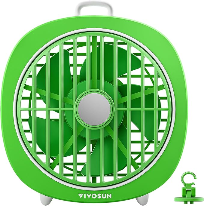 VIVOSUN AeroWave D4, 4” Grow Tent Clip Fan with Magnetic Hook, 3-Speed Strong & Quiet Airflow, Adjustable Airflow Angle for Hydroponics, Circulation & Cooling, Green, 1-Pack