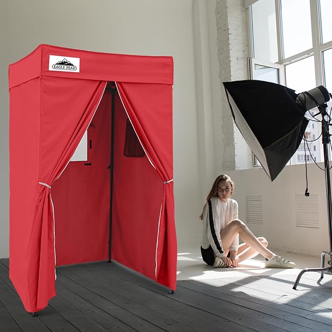 EAGLE PEAK Flex Compact 4x4 Pop-up Canopy Changing Room, Portable Privacy Dressing Room for Indoor Fashion Photoshoots, Camping, or Pool, Red