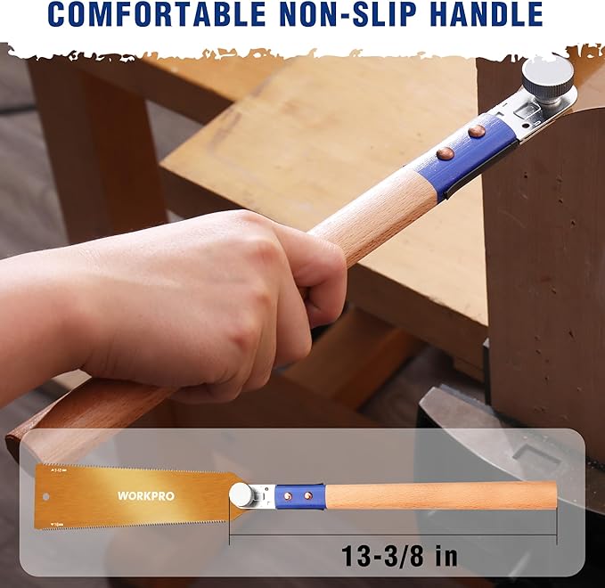 WORKPRO 10 Inch Japanese Pull Saw, Double-Edged Hand Saw for Wood Cutting with 7-10&18 TPI, SK5 Flexible Blade, Non-Slip Beech Handle for Woodworking