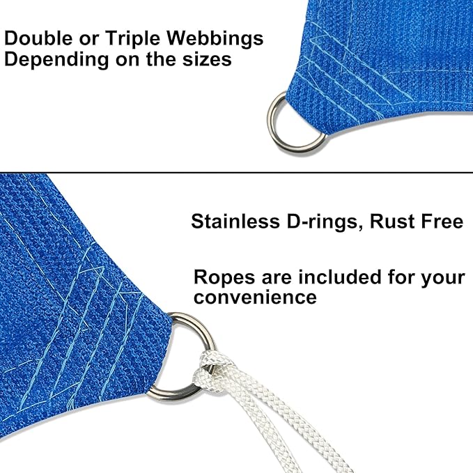 16' x 19' Blue Outdoor Sun Shade Sail Canopy ??UV Resistant Permeable Awning Fabric for Patio, Garden, Backyard, Pergola, Carport, Lawn Shelter Cover