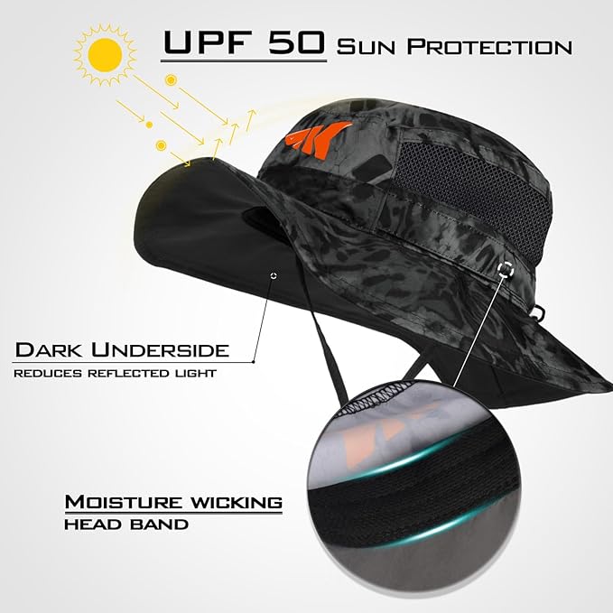 KastKing Sol Armis UPF 50 Boonie Hat - Sun Protection, Fishing, Beach & Hiking, Paddling, Rowing, Kayaking