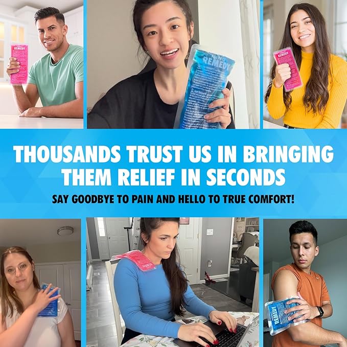 Perfect Remedy Gel Ice Pack - Hot & Cold Compress, Reusable Injury Ice Pack for Knee, Shoulder, Back, Neck, Hip, Ankle, Wrist, Foot Pain Relief & Injury Recovery Soft Gel for Muscle Strain (Blue, Reg)