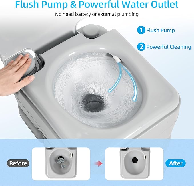 YITAHOME 3.2 Gallon Portable Toilet for Camping, RV Travel Porta Potty with Press Flush Pump, Anti-leak for Truck Travel, Boating, Hiking, Trips