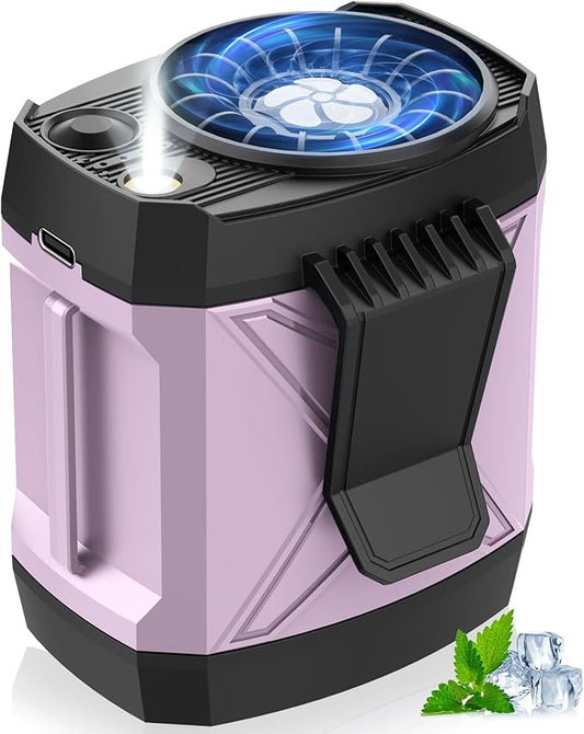 Portable Fan for Under Shirt, Waist Fan Clip On Belt, 4-in-1 Rechargeable Body Fans with LED Light, Phone Stand, Fast Charging 4-Speed Hip Personal Fans for Baby, Mowing, Work, Kitchen, Truck