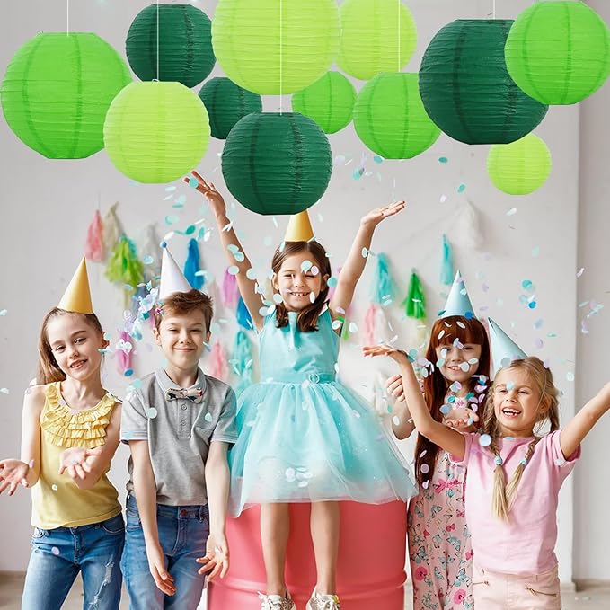 BEISHIDA 12 Pcs Forest Mix Paper Lanterns,Hanging Decorative Chinese Japanese Round Paper Lantern Lamp for Birthday Wedding Baby Bride Shower Home Party Decoration