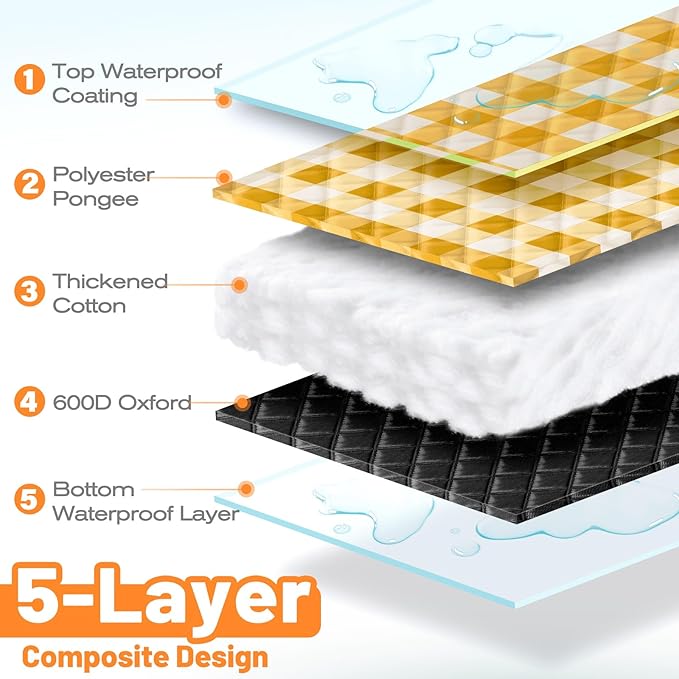 TigeJoy Extra Large Picnic Blanket Waterproof Foldable 80''x118'', Outdoor Picnic Mat Beach Blanket Sandproof for Park, Grass, Travel, Hiking, Camping Essentials, Gingham Picnic Blanket