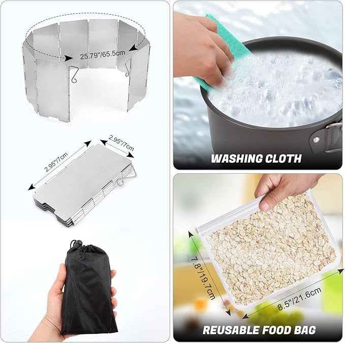 Odoland 3500W/6800W Windproof Camp Stove Camping Gas Stove with Windscreen, Fuel Canister Adapter, Piezo Ignition for Outdoor Backpacking Hiking and Picnic