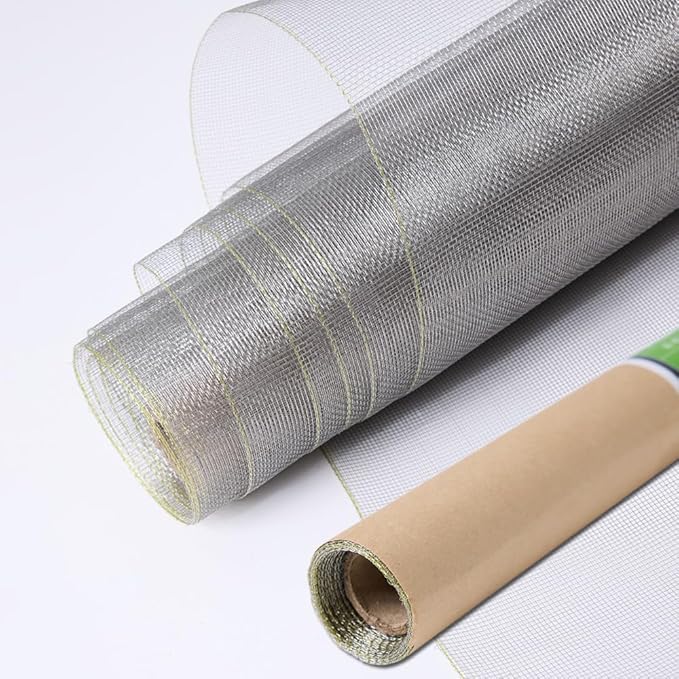 304 Stainless Steel Mesh Screen 27.5"X236"(70X600cm), 1.5mm Hole Metal Net Sheet, Non-Corrosive and Non-Rusting Net Screen for Window, Door 1 Roll, Easy to Cut and Install (22 Mesh)