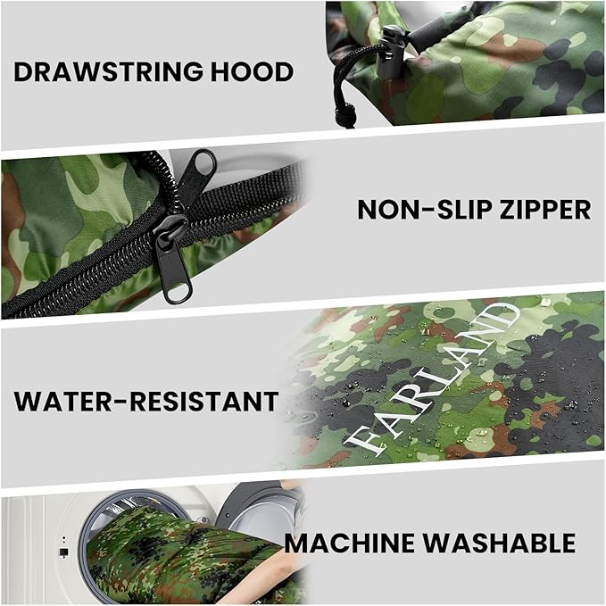 FARLAND Sleeping Bags 30℉ for Adults Teens Kids with Compression Sack Portable and Lightweight for 3-4 Season Camping, Hiking,Waterproof, Backpacking and Outdoors