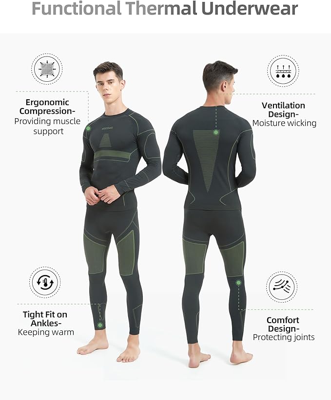 NOOYME Thermal Underwear Long Johns for Men - Long Underwear Base Layer for Cold Weather