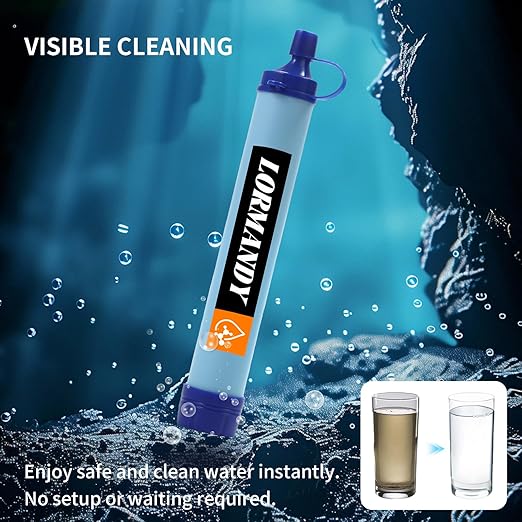 Personal Water Filter, Straw Water Purifier System, Outdoor Portable Water Filter Straw, Emergency Survival Gear for Hiking Camping Accessories Travel Fishing Emergency Preparedness