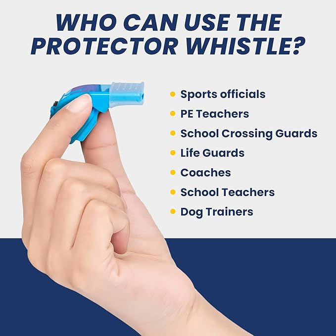 The Protector Whistle P51 - Coach Whistle - Official Whistle for Sports, Removable Cushioned Mouth Grip, Loud Safety Whistle for Adults with Breakaway Lanyard - Emergency Whistle Teacher Lifeguard