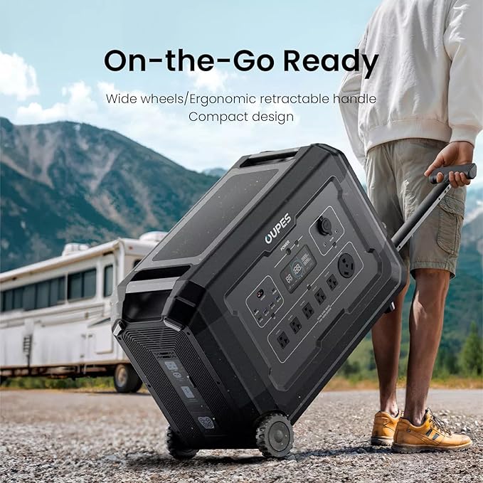 OUPES Mega 3 Portable Power Station 3600W, 3072Wh Solar Generator with 6x240W Solar Panels, Home Backup Battery Station Made for Emergency, Outdoor Camping RV/Van