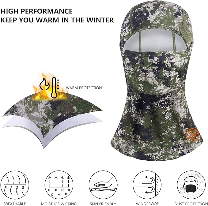 BASSDASH Winter Balaclava Fleece Ski Mask Ninja Hood Neck Warmer Fishing Hunting