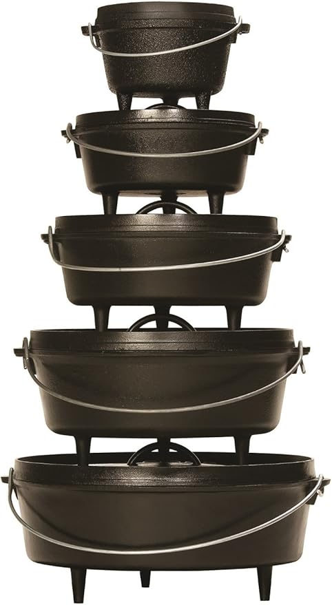 Lodge 8 Quart Pre-Seasoned Cast Iron Camp Dutch Oven with Lid - Dual Handles - Use in the Oven, on the Stove, on the Grill or over the Campfire - Black