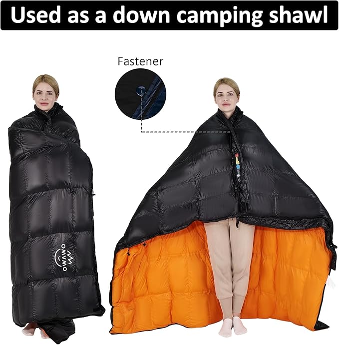 '-10°F 0°F 10°F 15°F Down Sleeping Bag for Adults,800/650 Fill Power,Ultralight Wearable 4 Season Cold Weather Rectangle Sleeping Bag for Camping Hiking,Can be Used as a Down Blanket or Cloak