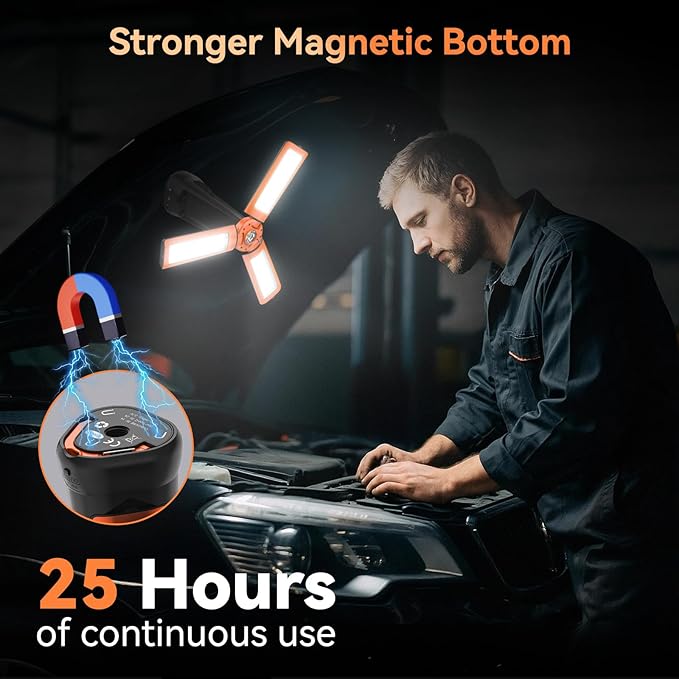 Rechargeable Camping Light with Stand 7ft Max Height, 15000mAh Portable Cordless LED Work Light, 5500 Lumen 6500/4500/3500K Dimmable Emergency Flashlight with Detachable Tripod, Orange