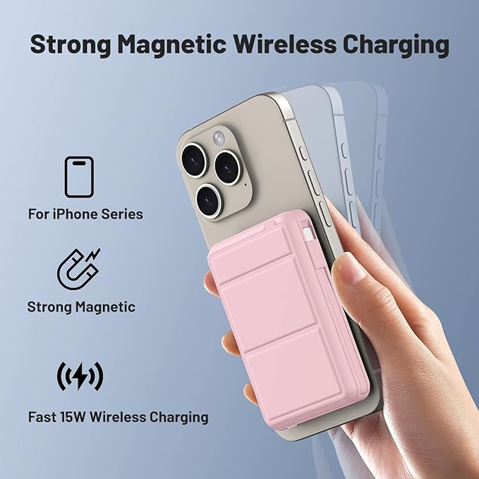 Azmuth for Magsafe Battery Pack, 10000mAh Magnetic Power Bank 22.5W PD Fast Charging with LED Display Wireless Portable Charger for Magsafe with Stand for iPhone 17/16/15/14/13/12/Pro/Pro Max