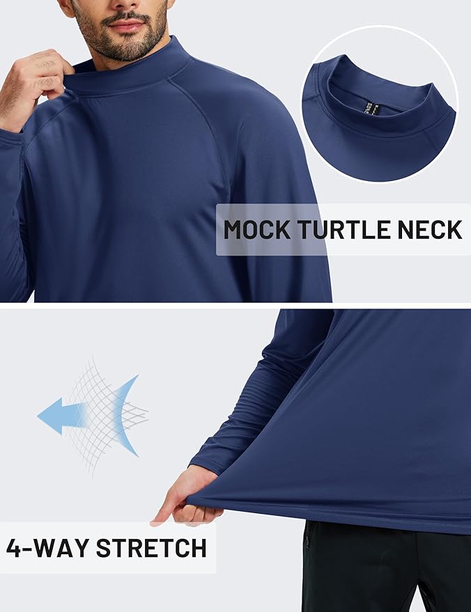 TACVASEN Mens Thermal Fleece Shirt Mock Turtle Neck Base Layer Long Sleeve Athletic Warm Undershirt Winter Running Tops
