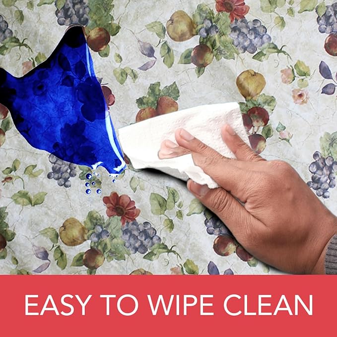 LAMINET Elastic Fitted Table Cover - Antique Fruit - Oblong/Oval - Fits Tables up to 48 x 68”