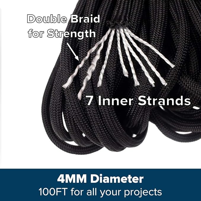 Paracord Planet Genuine Type III 550lb Paracord – Nylon Cord in Solid, Multi, and Reflective Colors – 25+ Colors and Length Options of 10', 25', 50', and 100'
