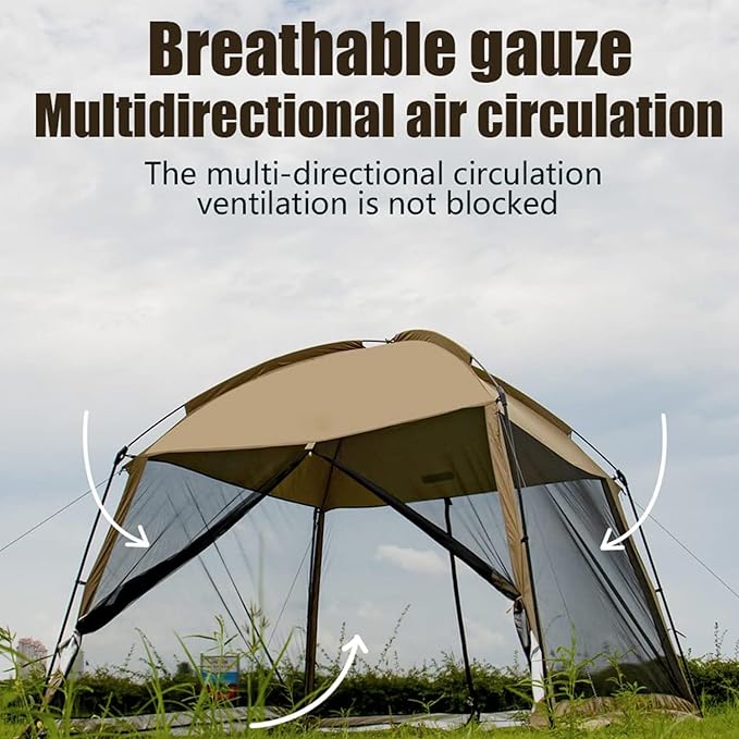 GVDV Screen House Tent 11x11 Ft Mesh Net, Outdoor Camping Screen Room Sun Shade Gazebo Shelter Included Carry Bag, Easy Setup & Waterproof, Perfect for Family Picnic, Backyards, BBQ and Party