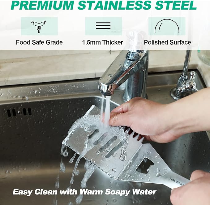 HAUSHOF Large Grill Accessories Heavy Duty BBQ Set Gifts for Men/Women - Premium Stainless Steel Spatula, Fork & Tongs, Barbecue Utensils Tool Kit Gift for Grilling Lover Outdoor