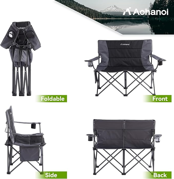 Oversized Camping Chair, Camp Chairs for Adults, Outdoor Folding Chairs with Cup Hold, Big Heavy Duty Outdoor Chairs for Patio, Lawn,Game, Sport