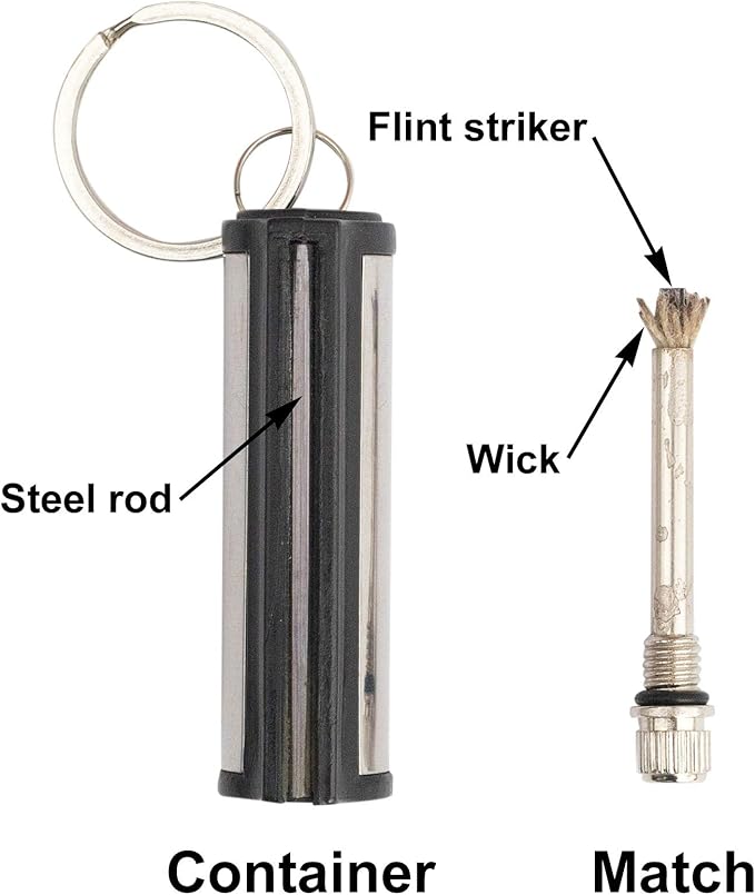 SURVIVE Permanent Match, Pack of 5, The Forever Lighter, Emergency Fire Starter Striker Set, Metal Keychain Unlimited Waterproof Stick