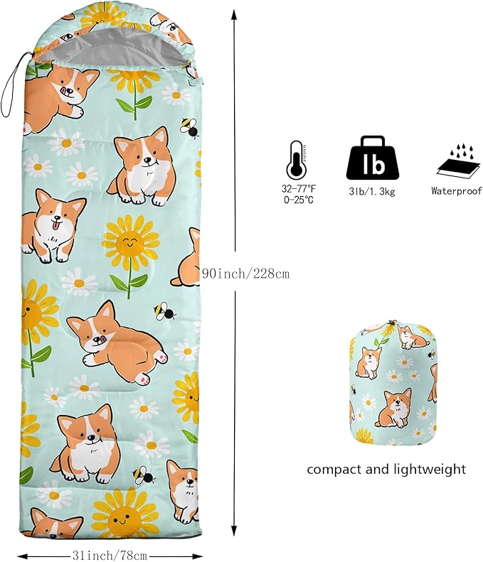 QOOMO Camping Sleeping Bags,3 Season Warm & Cool Weather,Lightweight,Waterproof Sleeping Bags for Adults & Kids,Traveling,and Outdoors,Camping Gear Equipment