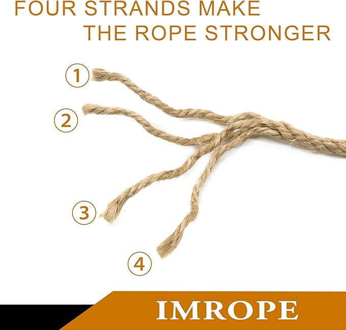 4mm x 500 Feet Natural Jute Rope, Twine for Gardening Tomato Climbing Plant Tie Floristry Crafts Gift Wrapping Packing Decor