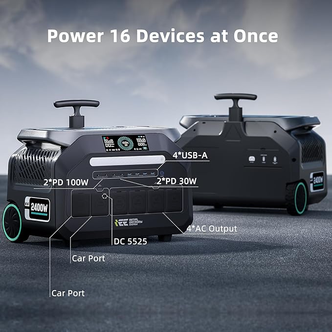 IEE 2048Wh Solar Generator,2400W Portable Power Station P2400 with LiFePO4 Batteries and 500W Solar Panel,1800W AC Charging,4 AC Outlets Up to 2400W for Home,Power Outages, Camping,and RVs