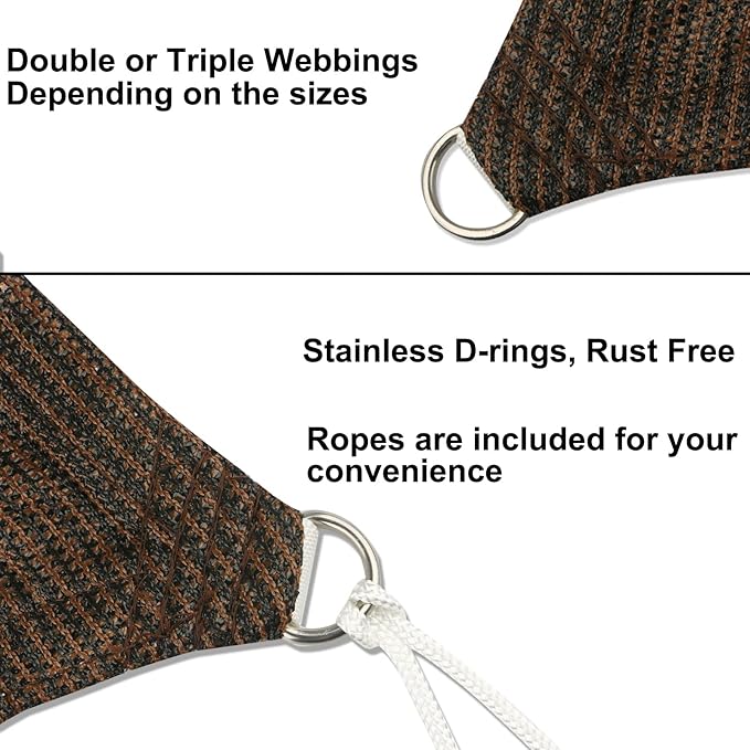 5' x 23' Brown Outdoor Sun Shade Sail Canopy ??UV Resistant Permeable Awning Fabric for Patio, Garden, Backyard, Pergola, Carport, Lawn Shelter Cover