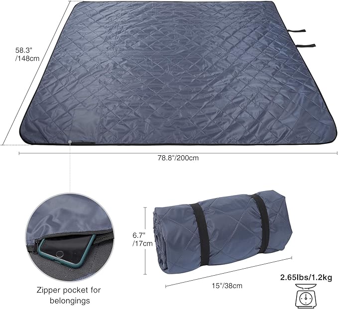 REDCAMP Large Waterproof Stadium Blanket for Cold Weather, Soft Warm Fleece Camping Blanket Windproof for Outdoor Sports, Grey