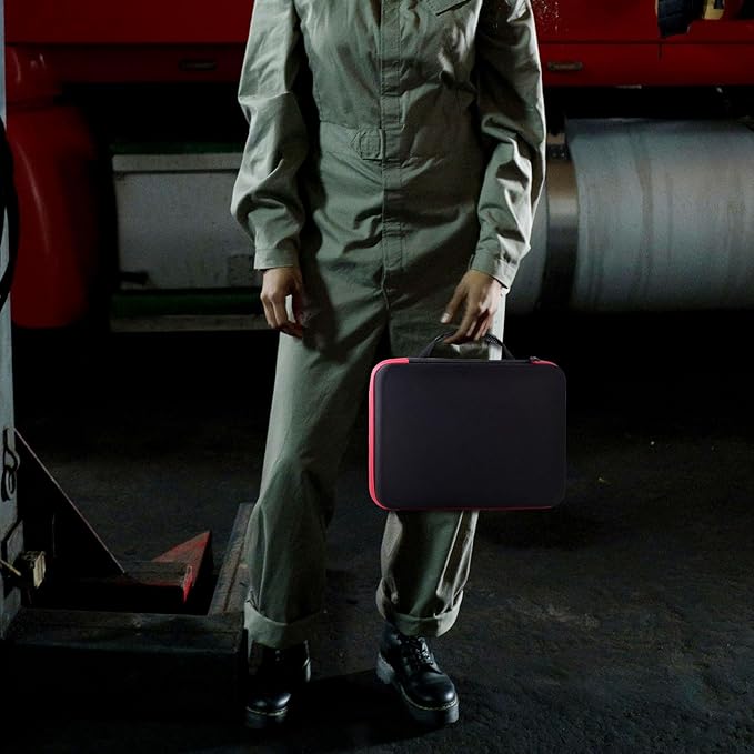 Battery Organizer Storage Holder Case Box with Tester Checker BT-168. Holds 136+ Batteries AA AAA C D Cell 9V 3V Lithium (Red)