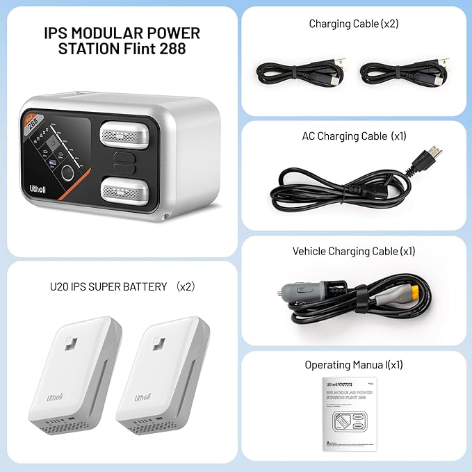 Litheli 288 Series Portable Power Station 287Wh, Lithium Battery Solar Generator（2 x 74Wh Battery Pack Shipped Separately), 300W AC Outlet, 0-95% in 50Min, Power Bank for Outdoor Emergency RV Van
