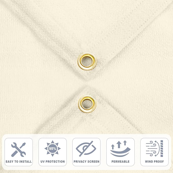 Cool Area Sun Shade Cloth with Grommets 8×8 FT Shade Panel Shade Tarp Screen Fabic for Outdoor Patio Pergola Cover Deck Garden, Butter Cream (Customized)