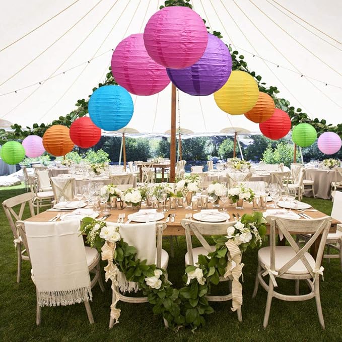 BEISHIDA 16Pcs Colorful Paper Lanterns Multi-Color Chinese/Japanese Hanging Round Paper Lanterns for Wedding, Birthday, Baby Shower, Classroom,Party,Home Decoration(Size of 4?? 6?? 8?? 10??