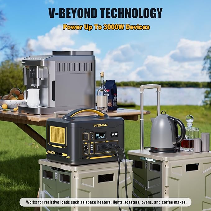 VTOMAN Jump 1500X Portable Power Station with 110W Solar Panel, 1500W/828Wh LiFePO4 Battery Solar Generator with 1500W Constant-Power, PD 100W Type-C, Capacity Expandable for Camping, Home Backup