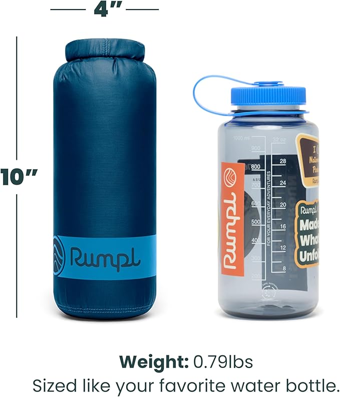 Rumpl Travel Puffy Blanket, Ultra-Packable Travel-Size Warmth and Comfort, Deepwater