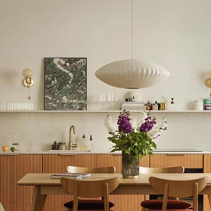 24 Inch Large White Pendant Light,Art Deco Bubble Lamp,Rustic Kitchen Island Pendant Lighting,Farmhouse Style Hanging Light for Hallway Office