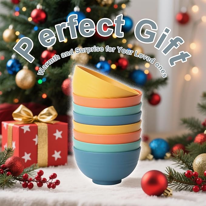 Homienly Wheat Straw Small Bowls, Unbreakable Dessert Bowls set of 8, 10 OZ Mini Bowl for Kitchen, Microwave and Dishwasher Safe Small Bowl for Snack, Ice Cream, Yogurt,Portion Control - Multi, Matte