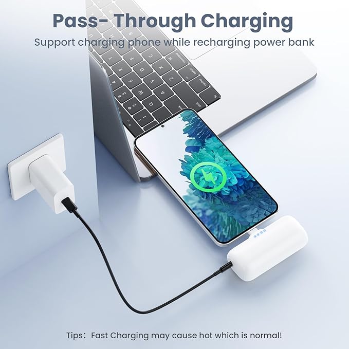 Mini Portable Charger for iPhone 16/15 Series,5200mAh 3A PD USB C Fast Charging Power Bank, Ultra-Compact Cell Phone Battery Pack for iPhone 16/16Plus/15/15Pro Max,Galaxy,Android,Moto,iPad-Milky White